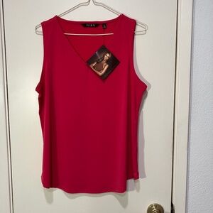 NEW Iman Med hot pink v-neck sleeveless knit top